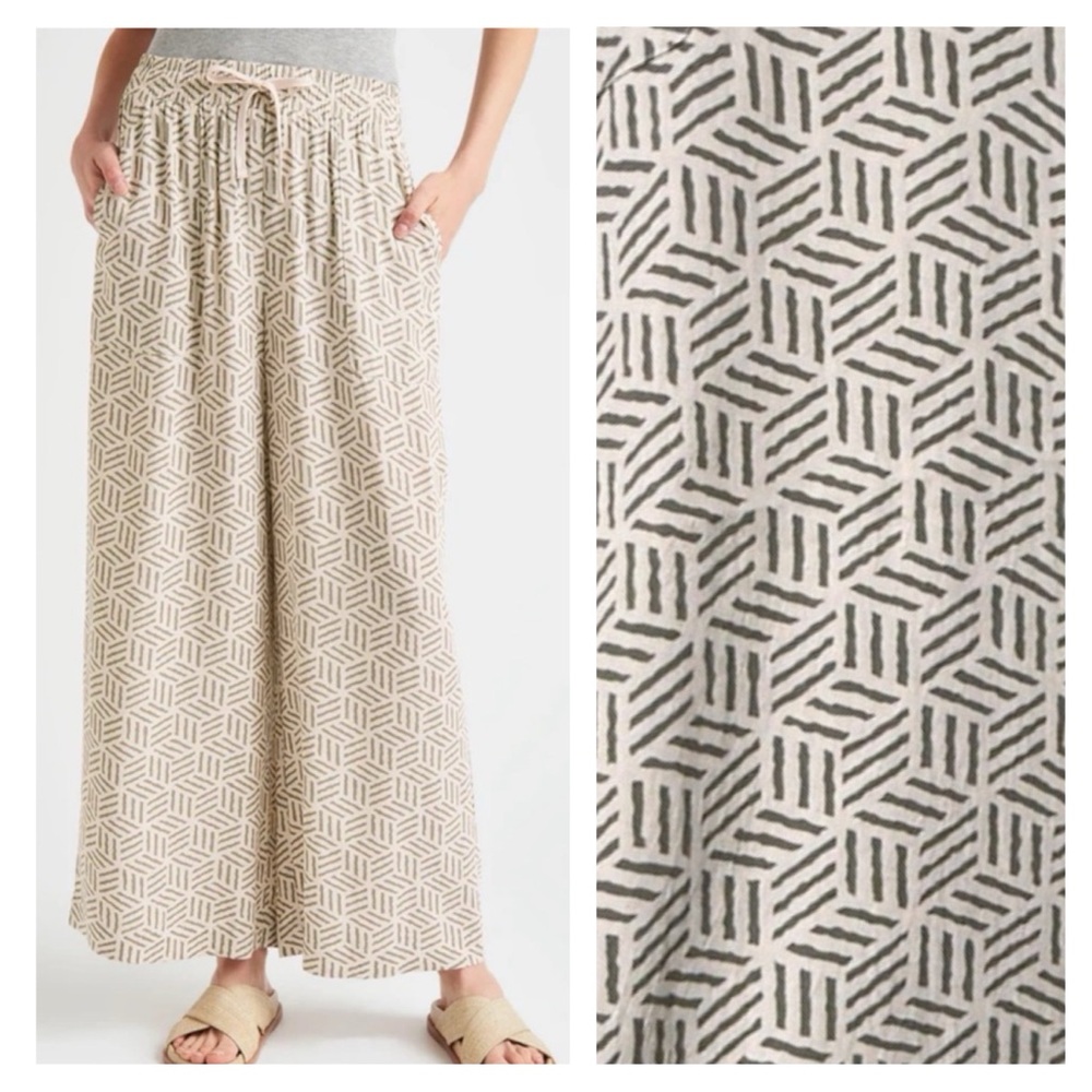 Splendid Lawson Pant In Cream/Green-Grey Combo